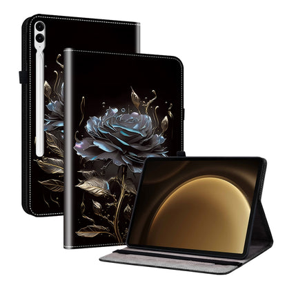 For Samsung Galaxy Tab S9+ / S9 FE+ Crystal Texture Painted Leather Tablet Case(Black Rose) - Galaxy Tab S9+ Cases by buy2fix | Online Shopping UK | buy2fix