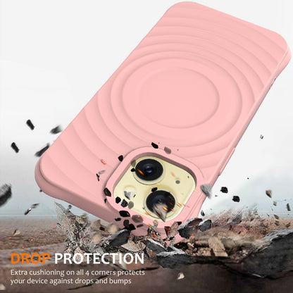 For iPhone 14 Plus Wave Texture MagSafe Magnetic Liquid Silicone Phone Case(Pink) - iPhone 14 Plus Cases by buy2fix | Online Shopping UK | buy2fix