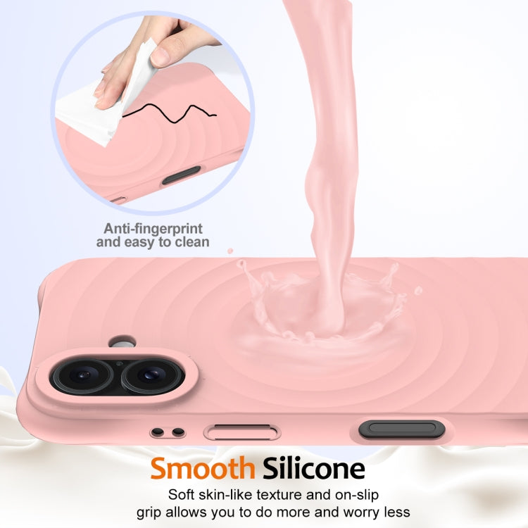 For iPhone 16 Wave Texture MagSafe Magnetic Liquid Silicone Phone Case(Pink) - iPhone 16 Cases by buy2fix | Online Shopping UK | buy2fix