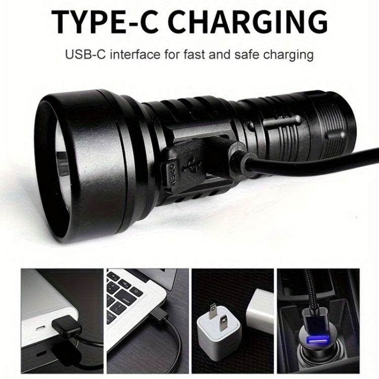 829 T40 1000LM USB Rechargeable LED Flashlight Including Battery(Black) - LED Flashlight by buy2fix | Online Shopping UK | buy2fix