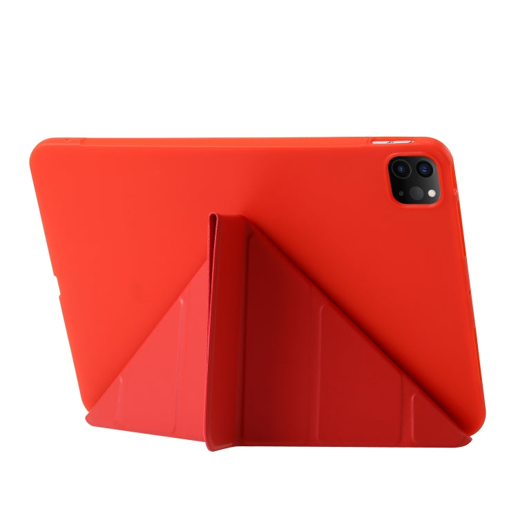 For iPad Pro 11 2024 TPU Deformation Flip Leather Tablet Case with Holder(Red) - iPad Pro 11 2024 Cases by buy2fix | Online Shopping UK | buy2fix