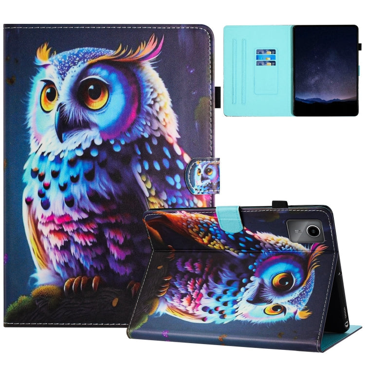 For Lenovo Tab M11/ Xiaoxin Pad 11 2024 Painted Litchi Leather Sewing Smart Tablet Case(Colorful Owl) - Lenovo by buy2fix | Online Shopping UK | buy2fix