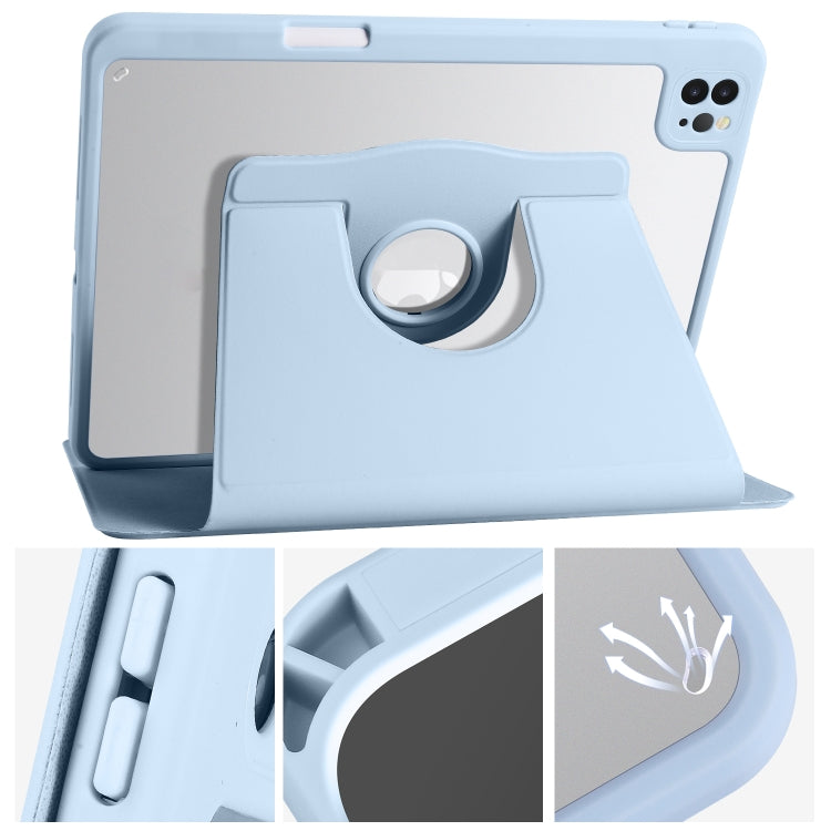 For iPad Air 11 2025 / 2024 Acrylic 360 Degree Rotation Holder Leather Tablet Case(Ice Blue) - More iPad Cases by buy2fix | Online Shopping UK | buy2fix