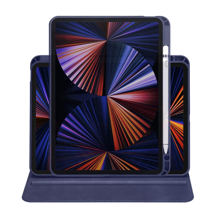 For iPad Air 11 2024 Acrylic 360 Degree Rotation Holder Leather Tablet Case(Dark Blue) - iPad Air 11 2024 Cases by buy2fix | Online Shopping UK | buy2fix