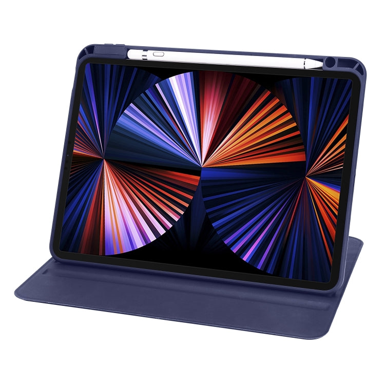 For iPad Air 13 2024 Acrylic 360 Degree Rotation Holder Leather Tablet Case(Dark Blue) - iPad Air 13 2024 Cases by buy2fix | Online Shopping UK | buy2fix