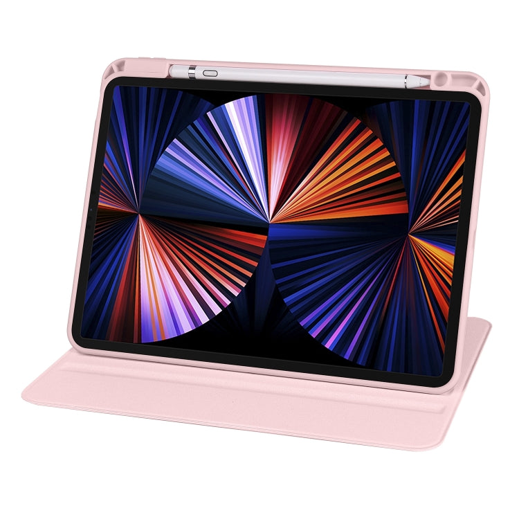 For iPad Pro 11 2024 Acrylic 360 Degree Rotation Holder Leather Tablet Case(Sand Pink) - iPad Pro 11 2024 Cases by buy2fix | Online Shopping UK | buy2fix