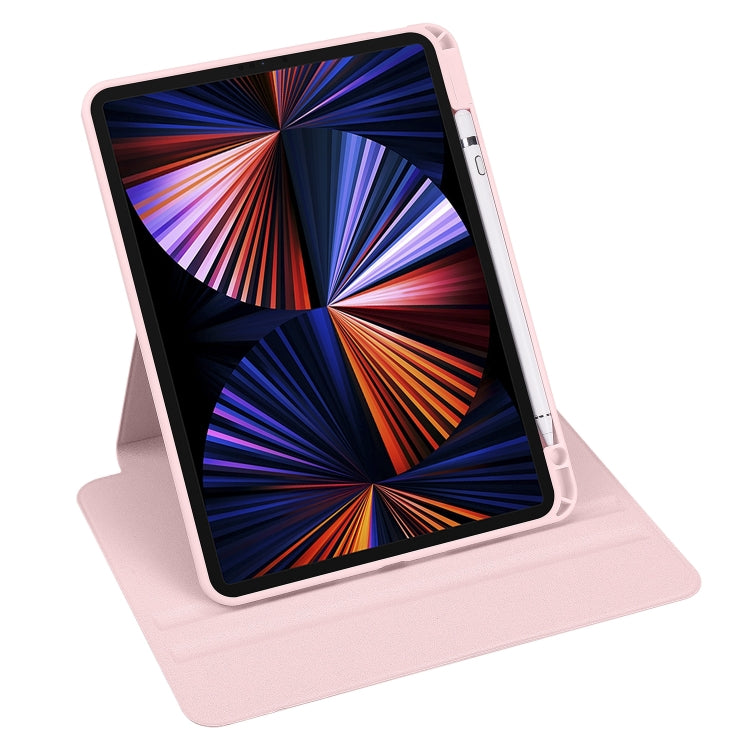 For iPad Pro 11 2024 Acrylic 360 Degree Rotation Holder Leather Tablet Case(Sand Pink) - iPad Pro 11 2024 Cases by buy2fix | Online Shopping UK | buy2fix