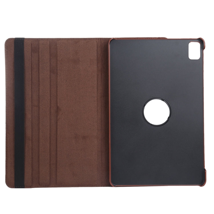 For iPad Air 11 2024 360 Degree Rotation Litchi Texture Leather Tablet Case with Holder(Brown) - iPad Air 11 2024 Cases by buy2fix | Online Shopping UK | buy2fix