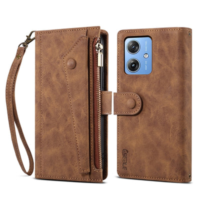 For Motorola Moto G54 5G Global ESEBLE Retro Frosted RFID Leather Phone Case(Brown) - Motorola Cases by ESEBLE | Online Shopping UK | buy2fix