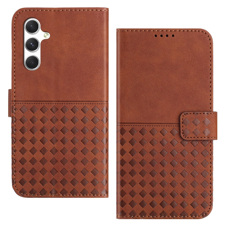 For Samsung Galaxy S24+ 5G Woven Embossed RFID Blocking Leather Phone Case(Brown) - Galaxy S24+ 5G Cases by buy2fix | Online Shopping UK | buy2fix