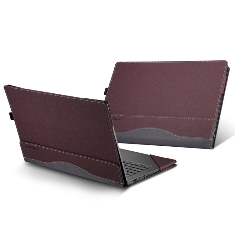 For HP Pavilion 14-ey Leather Laptop Shockproof Protective Case(Wine Red) - Screen & Keyboard Cover by buy2fix | Online Shopping UK | buy2fix