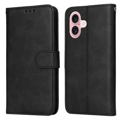 For iPhone 16 Classic Calf Texture Flip Leather Phone Case(Black) - iPhone 16 Cases by buy2fix | Online Shopping UK | buy2fix