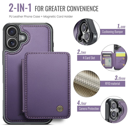 For iPhone 16 Plus JEEHOOD J05 Business Magnetic Style RFID Leather Phone Case(Purple) - iPhone 16 Plus Cases by JEEHOOD | Online Shopping UK | buy2fix