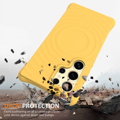 For Samsung Galaxy S25 Ultra 5G Wave Texture MagSafe Magnetic Liquid Silicone Phone Case(Yellow) - Galaxy S25 Ultra 5G Cases by buy2fix | Online Shopping UK | buy2fix