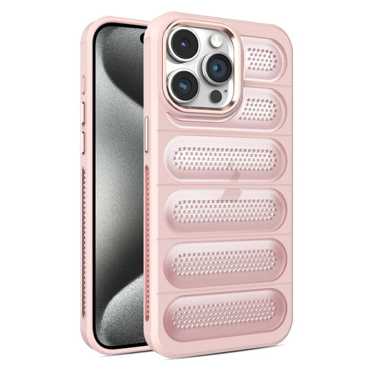 For iPhone 15 Pro Max Cooling Armor Translucent Mesh Breathable Phone Case(Pink) - iPhone 15 Pro Max Cases by buy2fix | Online Shopping UK | buy2fix