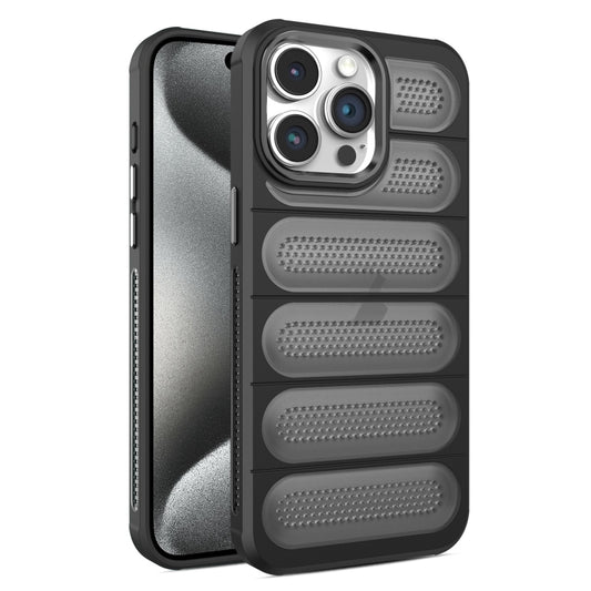 For iPhone 15 Pro Max Cooling Armor Translucent Mesh Breathable Phone Case(Black) - iPhone 15 Pro Max Cases by buy2fix | Online Shopping UK | buy2fix