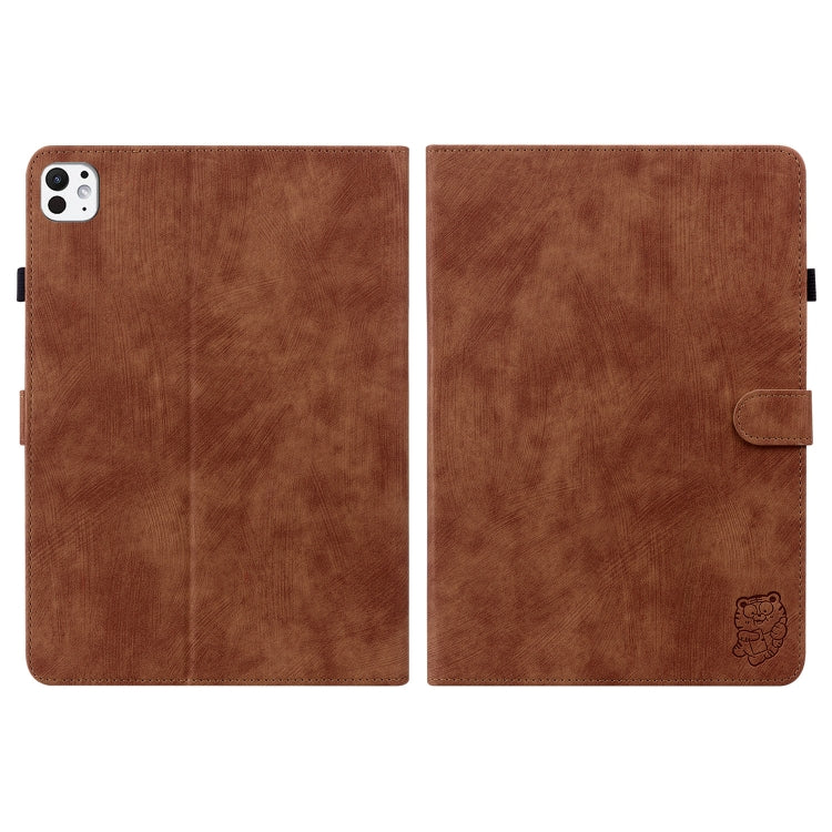 For iPad Pro 11 2024 Embossed Tiger Pattern Leather Tablet Case(Brown) - iPad Pro 11 2024 Cases by buy2fix | Online Shopping UK | buy2fix