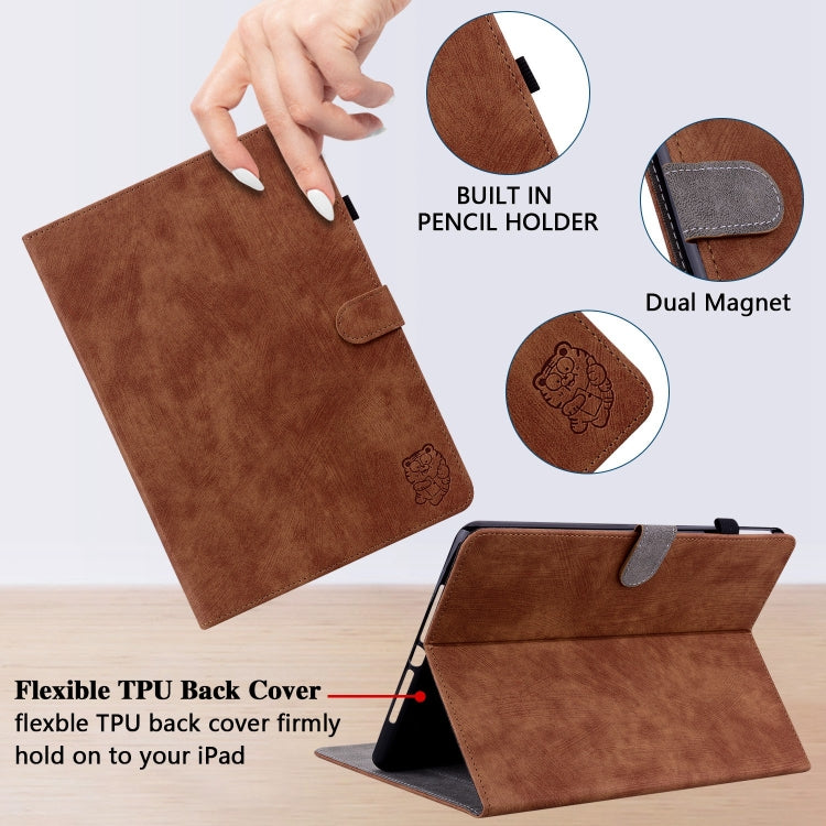 For iPad Pro 11 2024 Embossed Tiger Pattern Leather Tablet Case(Brown) - iPad Pro 11 2024 Cases by buy2fix | Online Shopping UK | buy2fix