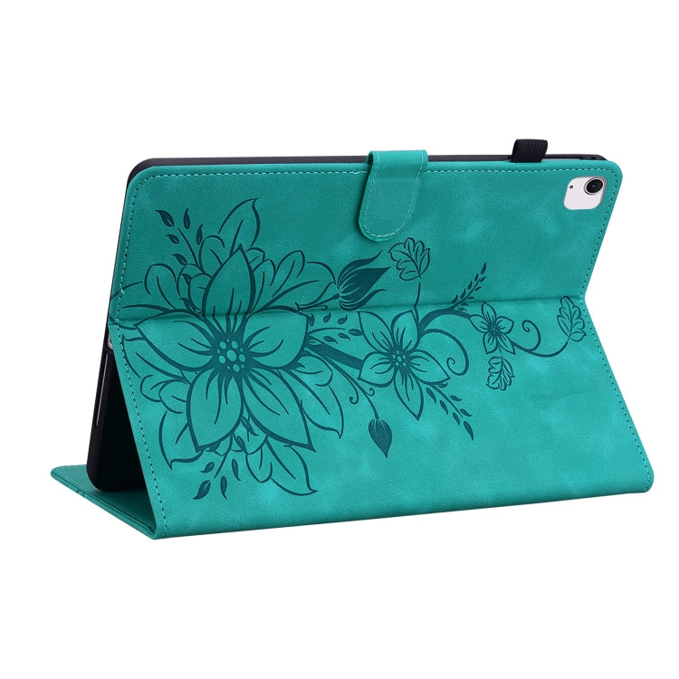 For iPad Air 13 2024 Lily Embossed Leather Smart Tablet Case(Green) - iPad Air 13 2024 Cases by buy2fix | Online Shopping UK | buy2fix