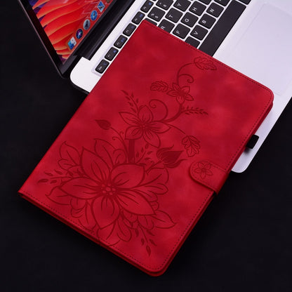 For iPad Air 11 2025 / 2024 Lily Embossed Leather Smart Tablet Case(Red) - iPad Air 11 2025 / 2024 Cases by buy2fix | Online Shopping UK | buy2fix