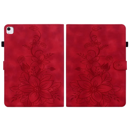 For iPad Air 11 2025 / 2024 Lily Embossed Leather Smart Tablet Case(Red) - iPad Air 11 2025 / 2024 Cases by buy2fix | Online Shopping UK | buy2fix