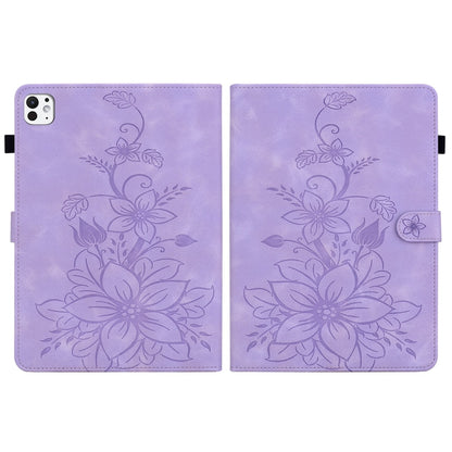 For iPad Pro 11 2024 Lily Embossed Leather Smart Tablet Case(Purple) - iPad Pro 11 2024 Cases by buy2fix | Online Shopping UK | buy2fix