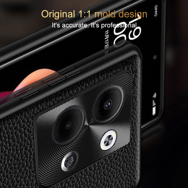 For OPPO Reno9 Pro Genuine Leather Litchi Texture Phone Case(Coffee) - OPPO Cases by buy2fix | Online Shopping UK | buy2fix