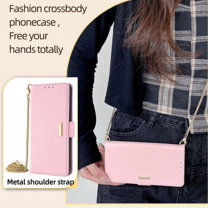 For Motorola Moto G Play 4G 2024 Crossbody Chain Leather Phone Case(Pink) - Motorola Cases by buy2fix | Online Shopping UK | buy2fix