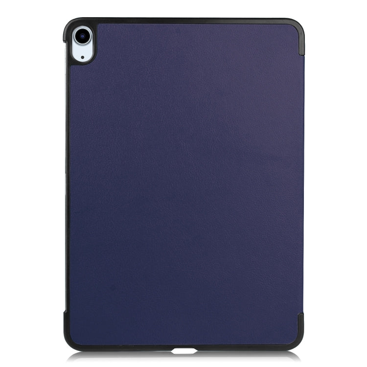 For iPad Air 11 2024 Custer Pure Color 3-Fold Holder Smart Leather Tablet Case(Blue) - iPad Air 11 2024 Cases by buy2fix | Online Shopping UK | buy2fix