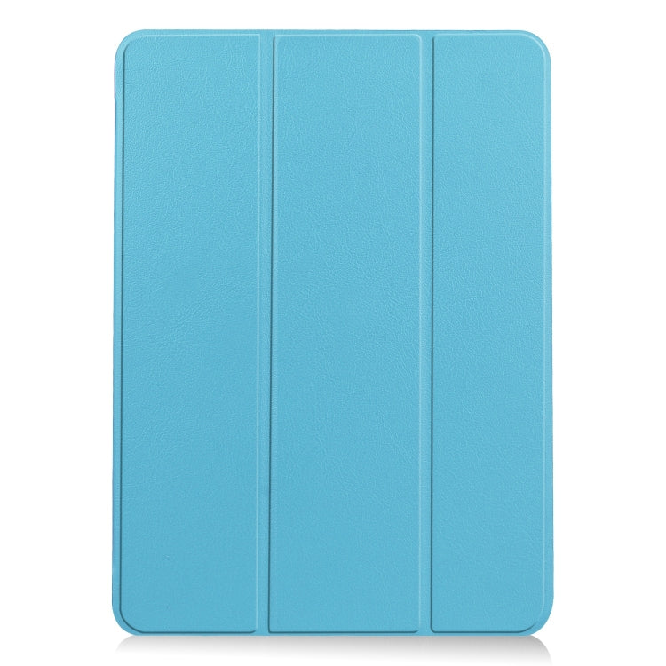 For iPad Air 11 2024 Custer Pure Color 3-Fold Holder Smart Leather Tablet Case(Sky Blue) - iPad Air 11 2024 Cases by buy2fix | Online Shopping UK | buy2fix