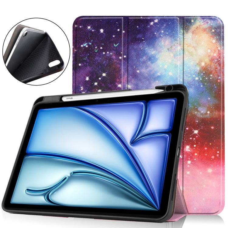 For iPad Air 11 2024 / 2025 Custer Painted 3-Fold Holder Smart Leather Tablet Case(Milky Way Nebula) - iPad Air 11 2025 / 2024 Cases by buy2fix | Online Shopping UK | buy2fix