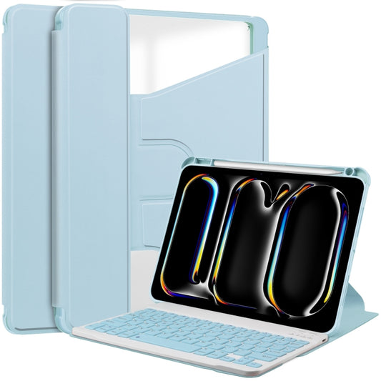 For iPad Pro 13 2024 Transparent Rotation Smart Leather Tablet Case with Keyboard(Sky Blue) - iPad Pro 13 2024 Cases by buy2fix | Online Shopping UK | buy2fix