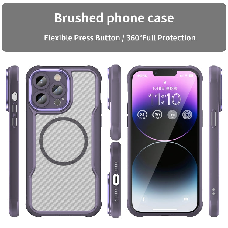 For iPhone 13 Pro Max Carbon Fiber Texture MagSafe Translucent Phone Case(Purple) - iPhone 13 Pro Max Cases by buy2fix | Online Shopping UK | buy2fix