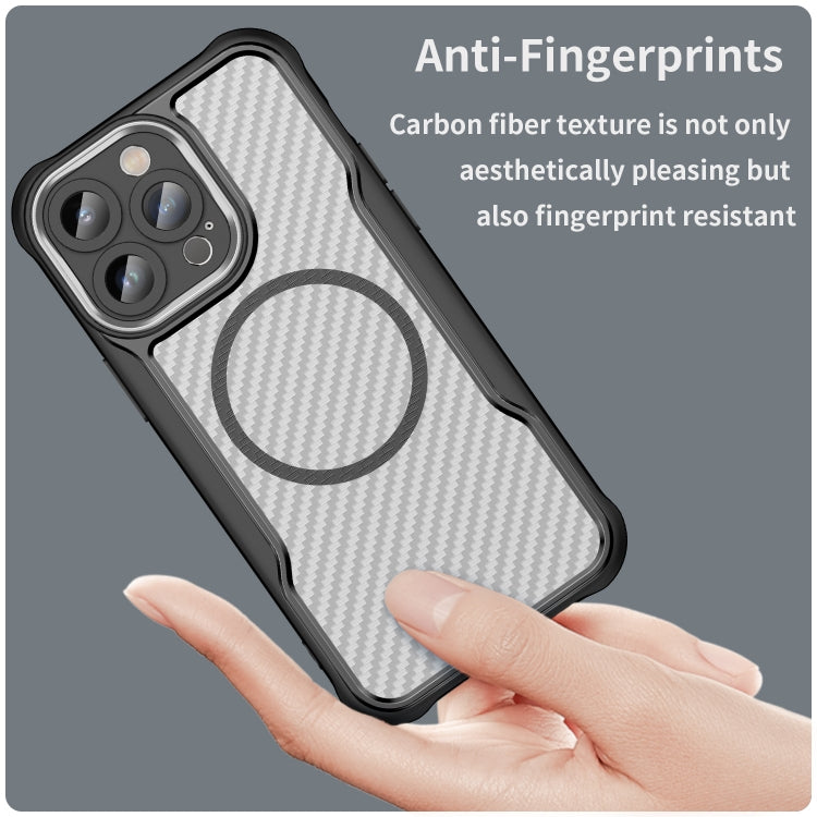 For iPhone 12 Pro Max Carbon Fiber Texture MagSafe Translucent Phone Case(Black) - iPhone 12 Pro Max Cases by buy2fix | Online Shopping UK | buy2fix