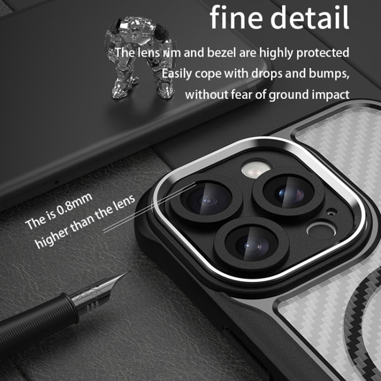 For iPhone 16 Pro Max Carbon Fiber Texture MagSafe Translucent Phone Case(Black) - iPhone 16 Pro Max Cases by buy2fix | Online Shopping UK | buy2fix