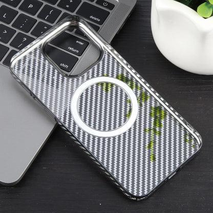 For iPhone 14 Pro 6D Plated Carbon Fiber Clear Magsafe PC Phone Case(Starry Black) - iPhone 14 Pro Cases by buy2fix | Online Shopping UK | buy2fix