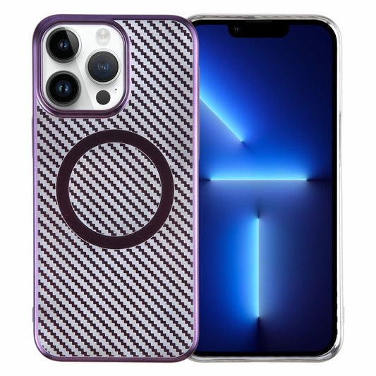 For iPhone 13 Pro Max 6D Plated Carbon Fiber Clear Magsafe PC Phone Case(Aurora Purple) - iPhone 13 Pro Max Cases by buy2fix | Online Shopping UK | buy2fix