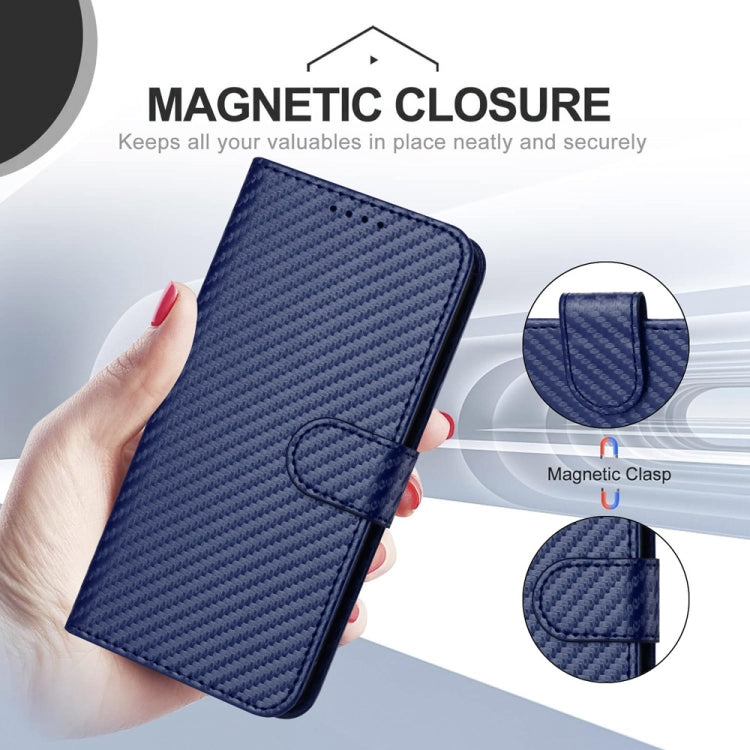 For Motorola Edge 5G 2024 YX0070 Carbon Fiber Buckle Leather Phone Case with Lanyard(Royal Blue) - Motorola Cases by buy2fix | Online Shopping UK | buy2fix