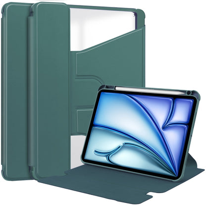 For iPad Air 11 2025 / 2024 Transparent Rotation Smart Leather Tablet Case(Dark Green) - iPad Air 11 2025 / 2024 Cases by buy2fix | Online Shopping UK | buy2fix