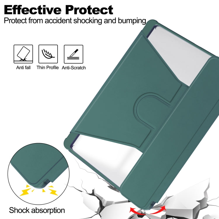 For iPad Air 11 2025 / 2024 Transparent Rotation Smart Leather Tablet Case(Dark Green) - iPad Air 11 2025 / 2024 Cases by buy2fix | Online Shopping UK | buy2fix