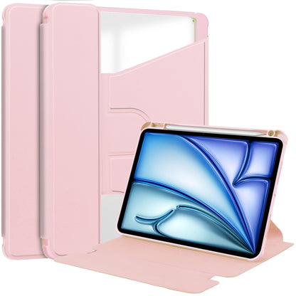 For iPad Air 11 2025 / 2024 Transparent Rotation Smart Leather Tablet Case(Pink) - iPad Air 11 2025 / 2024 Cases by buy2fix | Online Shopping UK | buy2fix