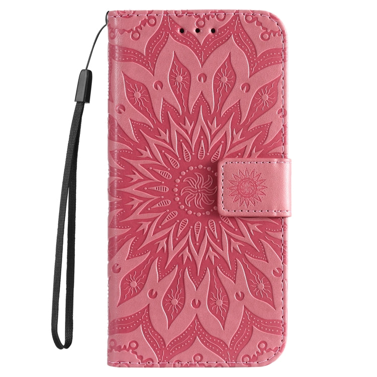 For iPhone 16 Pro Max Embossed Sunflower Pattern Flip Leather Phone Case(Pink) - iPhone 16 Pro Max Cases by buy2fix | Online Shopping UK | buy2fix