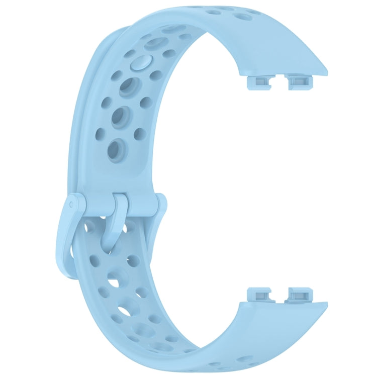 For Huawei Band 9 / 9 NFC / 8 / 8 NFC Round Hole Nail Button Silicone Watch Band(Light Blue) - Watch Bands by buy2fix | Online Shopping UK | buy2fix