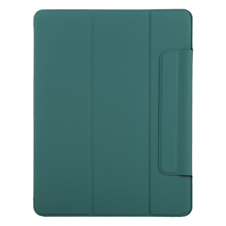 For iPad Pro 11 2024 Double-sided Clip Fixed Buckle Magnetic PU Leather Smart Tablet Case(Dark Green) - iPad Pro 11 2024 Cases by buy2fix | Online Shopping UK | buy2fix