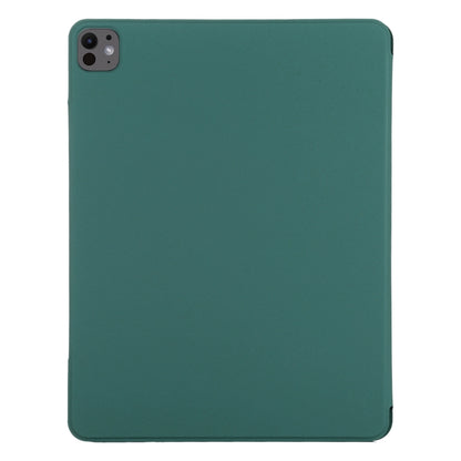 For iPad Pro 11 2024 Double-sided Clip Fixed Buckle Magnetic PU Leather Smart Tablet Case(Dark Green) - iPad Pro 11 2024 Cases by buy2fix | Online Shopping UK | buy2fix