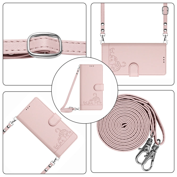 For Motorola Moto G Stylus 5G 2024 Cat Rat Embossed Pattern RFID Leather Phone Case with Lanyard(Pink) - Motorola Cases by buy2fix | Online Shopping UK | buy2fix