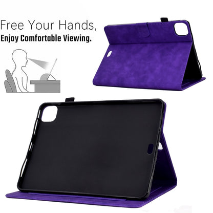 For iPad Pro 11 2024 Embossed Smile Smart Leather Tablet Case(Purple) - iPad Pro 11 2024 Cases by buy2fix | Online Shopping UK | buy2fix