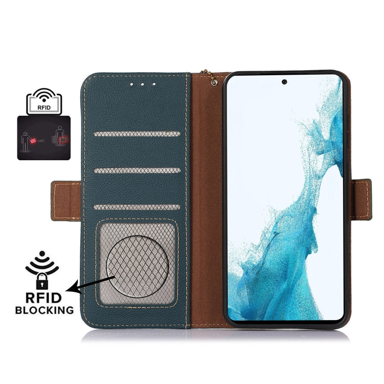 For iPhone 16 Pro Side-Magnetic TJ Genuine Leather RFID Phone Case(Green) - iPhone 16 Pro Cases by buy2fix | Online Shopping UK | buy2fix