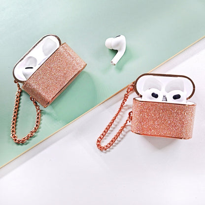 For AirPods Pro Cylindrical Glitter Leather Texture Bluetooth Earphone Protective Case(Rose Gold) - For AirPods Pro by buy2fix | Online Shopping UK | buy2fix