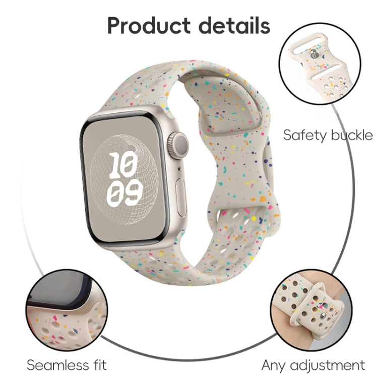 For Apple Watch Series 4 40mm Hole Style Butterfly Buckle Camouflage Silicone Watch Band(Light Mint) - Watch Bands by buy2fix | Online Shopping UK | buy2fix